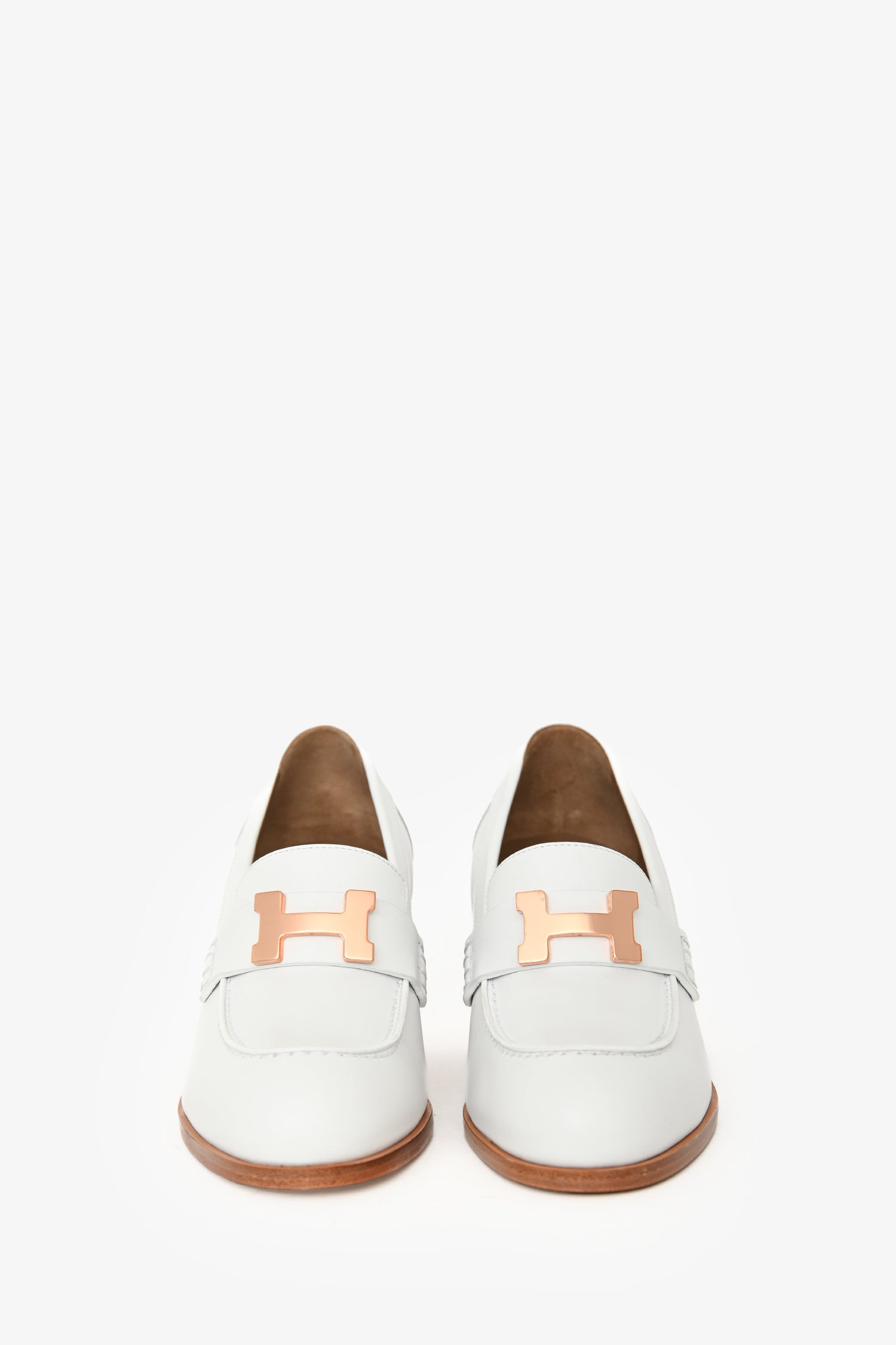 Hermès Off-White 'Paris' Heeled Loafers Size 36 – Mine & Yours