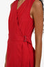 Theory Red Linen Blend A-Line Wrap Dress Size 2