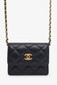 Pre-loved Chanel™ 2020 Black Lambskin Romance Ruffle Chain Card Wallet