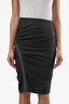 Brunello Cucinelli Grey/Black Wool Gingham Check Pattern Ruched Pencil Skirt Size 4