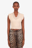 Brunello Cucinelli Beige Cashmere Sequin Collar Knit Sleeveless Sweater Size XS