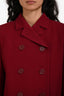Gucci Burgundy Silk Wool Leather Detail Evening Cady Jacket Size 42 with Tags