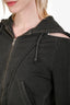 Gimaguas Grey Cotton Cut-Out Shoulder Zip-Up 'Gina' Hoodie Size XS
