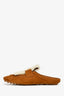 Fendi Brown Suede Shearling Baguette Slides Size 36.5