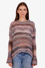 Acne Studios Pink/Grey Striped Mohair Alpaca Open Knit Sweater Size S