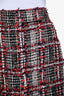 Thom Browne Black/White/Red Wool Tweed Mini Skirt Size 8