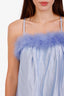 Sleeper Blue Turkey Feathered Mini Dress Size S