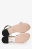 Stuart Weitzman Green Woven Canvas 'Nudiest' Flat Ankle Strap Sandals Size 7