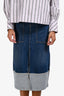Ba&sh Blue Denim Two Tone Slit Midi Skirt Size 36