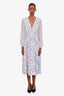 Rixo Multicoloured Polka Dot and Floral Print V Neck Midi Dress Size S