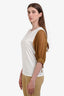 Dorothee Schumacher White/Brown Surprising Allure Two-Tone Sleeve Top Size 1