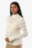 See by Chloe Cream Crochet Alpaca Wool Knit Turtleneck Sweater Size L