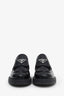 Prada Black Leather Logo Plaque Loafers Size 35