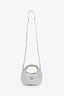 Miu Miu Silver Metallic Matelassé Nappa Leather Wander Mini Hobo Bag With Strap