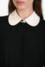 Celine Black Button Up Peter Pan Collar Long Sleeve Mini Dress Size 36