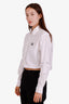 Miu Miu White Cotton Cropped Logo Button Down Shirt Size 36