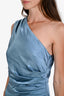 Elliatt Blue Satin One Shoulder 'Cassini' Midi Dress Size S