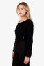 Pre-loved Chanel™ 23B Black Cashmere Chain Cold-Shoulder Sweater Size 36