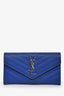 Saint Laurent 2018 Blue Grained Leather Long Wallet