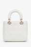 Christian Dior 2021 White Cannage Lambskin Small Lady Dior with Strap