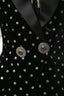 Balmain Black Padded Velvet Embellished Polka Dots Lion Buttons Blazer Size 34