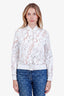 Hermès White/Brown Cotton Horsebit Printed Bomber Jacket Size 34