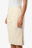 Dries Van Noten Cream Floral Imprint Midi Skirt Size 36