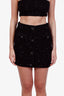 Self-Portrait Black Sequin Knit Button Mini Skirt Size L