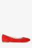 Chloe Red Suede Scalloped Flats Size 36