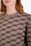 Balenciaga Beige/Brown Cotton Knit Monogram Cropped Sweater Size M