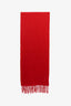 Saint Laurent Red Wool Cashmere Blend Fringe Scarf