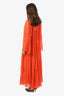 Gucci Orange Silk Pleated L S Oversized Maxi Dress Size 40