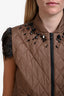 Brunello Cucinelli Brown Quilted Swarovski Crystal Rooster Feathered Vest Size 42