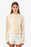 Chloe Cream Wool White Lace Detailed Crewneck Sweater Size S