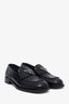 Prada Black Brushed Leather Logo Loafers Size 37.5