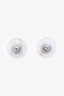 Pre-loved Chanel™ Silver Tone Metal Crystal Embellished CC Small Earrings