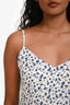 Reformation White/Blue Floral Print Side Slit Midi Dress Size 2