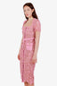 Self-Portrait Pink Lace Guipure Midi Dress with Belt Size 2