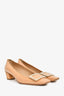 Roger Vivier Nude Patent Leather Buckle Detail 'Belle' Pumps Size 39