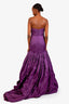 Marchesa Purple Dropped Waist Strapless Tiered Gown Size 6