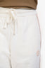 Gucci White/Pink Interlocking G-Patch Cotton Track Pants Size S