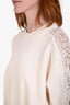 Givenchy Cream Wool Blend Lace Detail Crewneck Sweater Size S