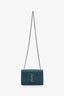 Saint Laurent Teal Grained Leather Small Kate Crossbody Bag