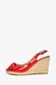 Valentino Red Patent Slingback Espadrilles Size 40