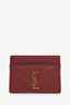 Saint Laurent Burgundy Leather Cassandre Card Case