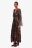 Ba&sh Black Metallic Floral Pattern V-Neck Hendrix Maxi Dress Size 2 US 8