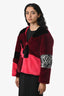 Yves Salomon Red/Pink/Zebra Vegan Shearling Jacket Size 36