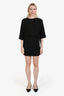 Stella McCartney Black Crepe Fringe Bead Layered Cape Mini Dress Size 38