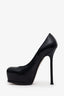 Saint Laurent Black Grained Leather Platform Heels Size 36.5