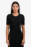 3.1 Phillip Lim Black Ribbed Scallop Neck Short Sleeve Side Tie Top Size XS